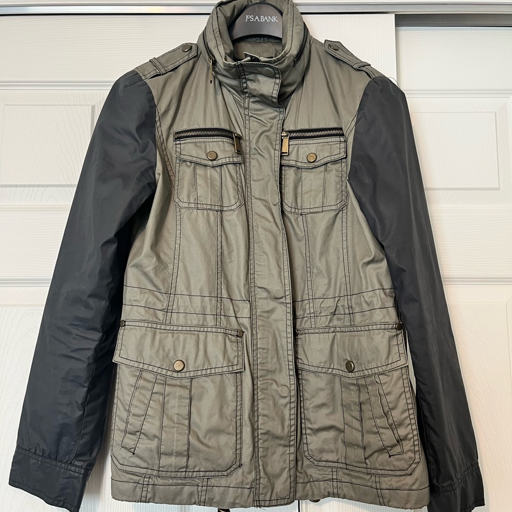 Olive Green Jacket with Black Sleeves